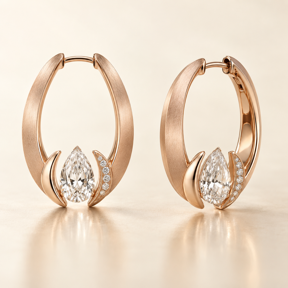 Ophda® Lysara Pear-Cut Sculptural Hoop Earrings