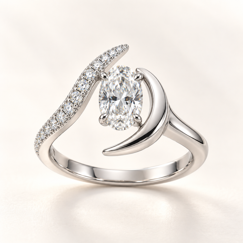 Ophda® Aveline Oval-Cut Sculptural Moissanite Ring
