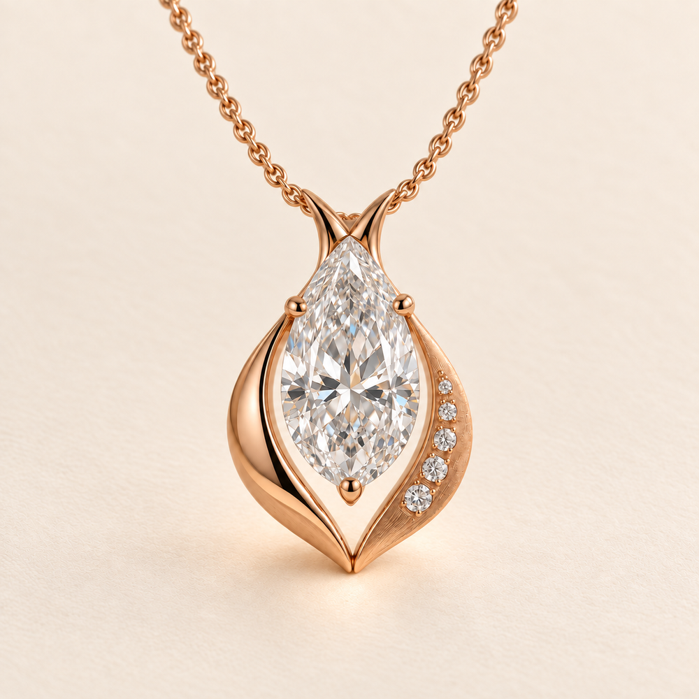 Ophda® Liora Pear-Cut Sculptural Moissanite Pendant Necklace