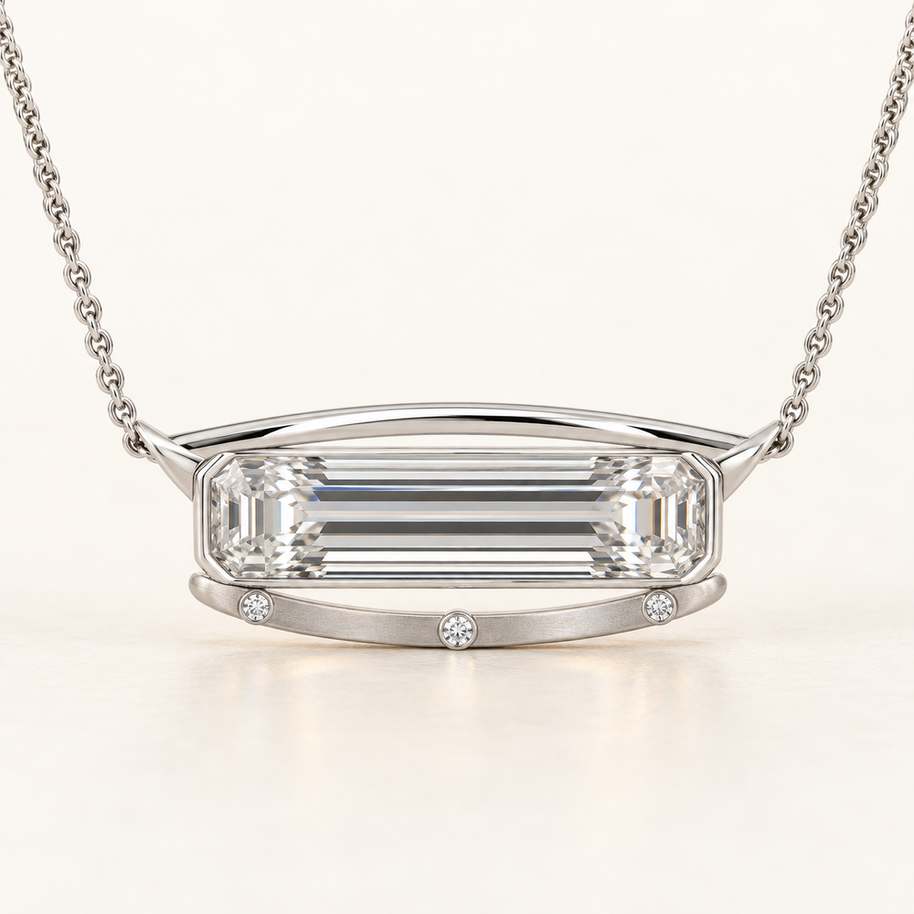 Ophda®  Veyra East-West Emerald-Cut Moissanite Necklace