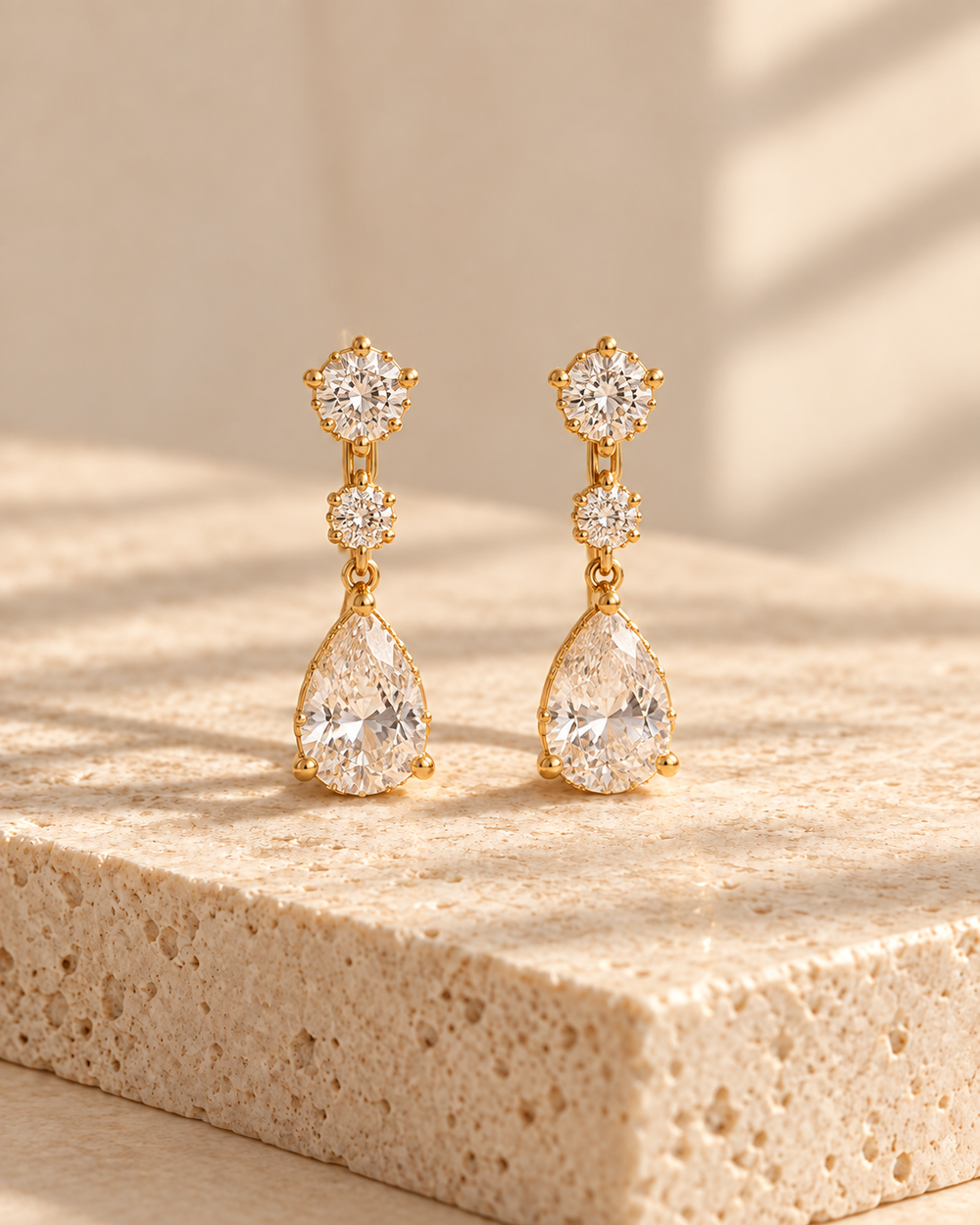Ophda®  Elara Pear-Cut Moissanite Drop Earrings