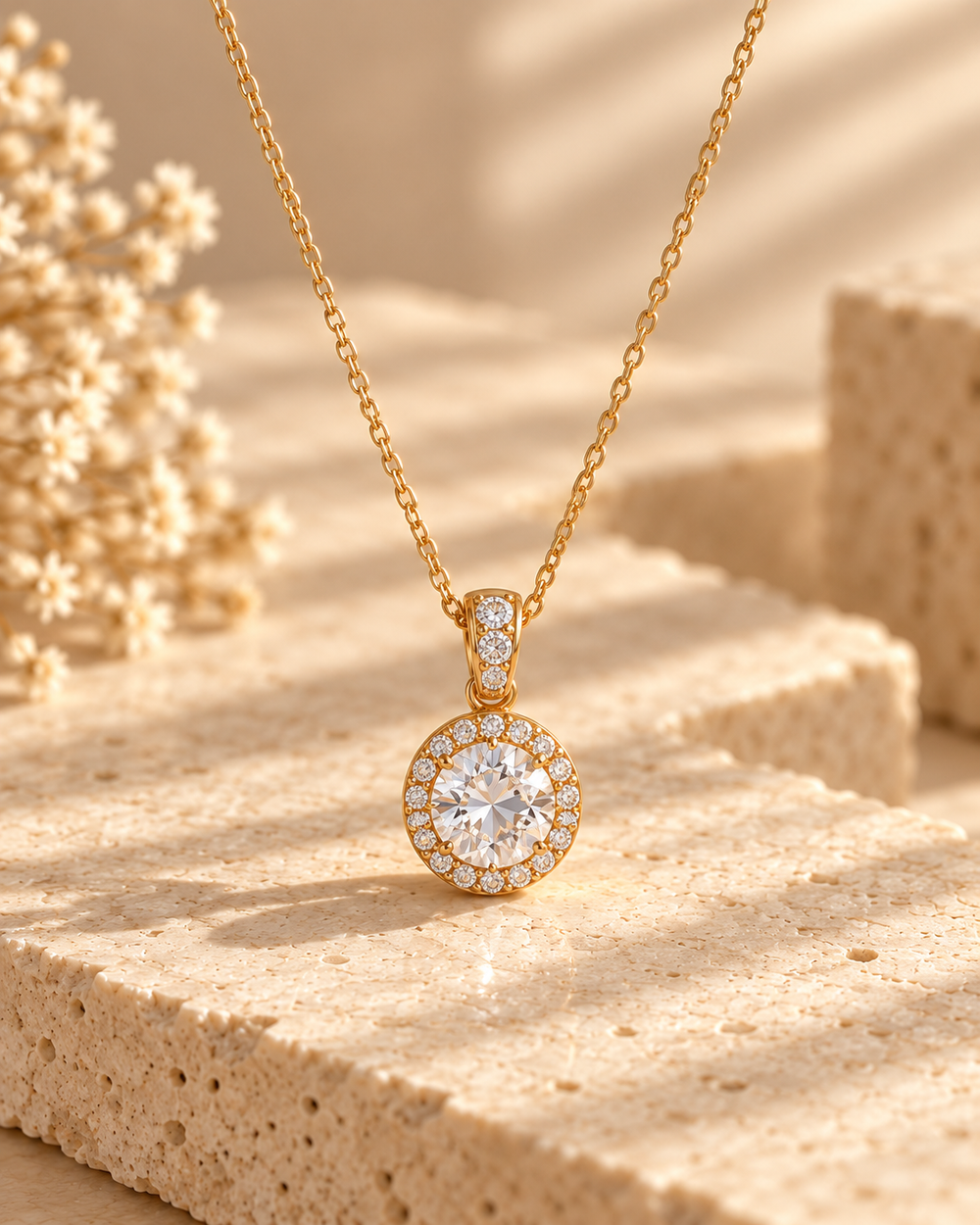 Ophda®  Aurelia Halo Moissanite Pendant Necklace