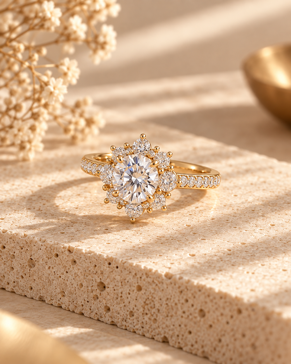 Ophda®  Rosalie Floral Halo Moissanite Ring