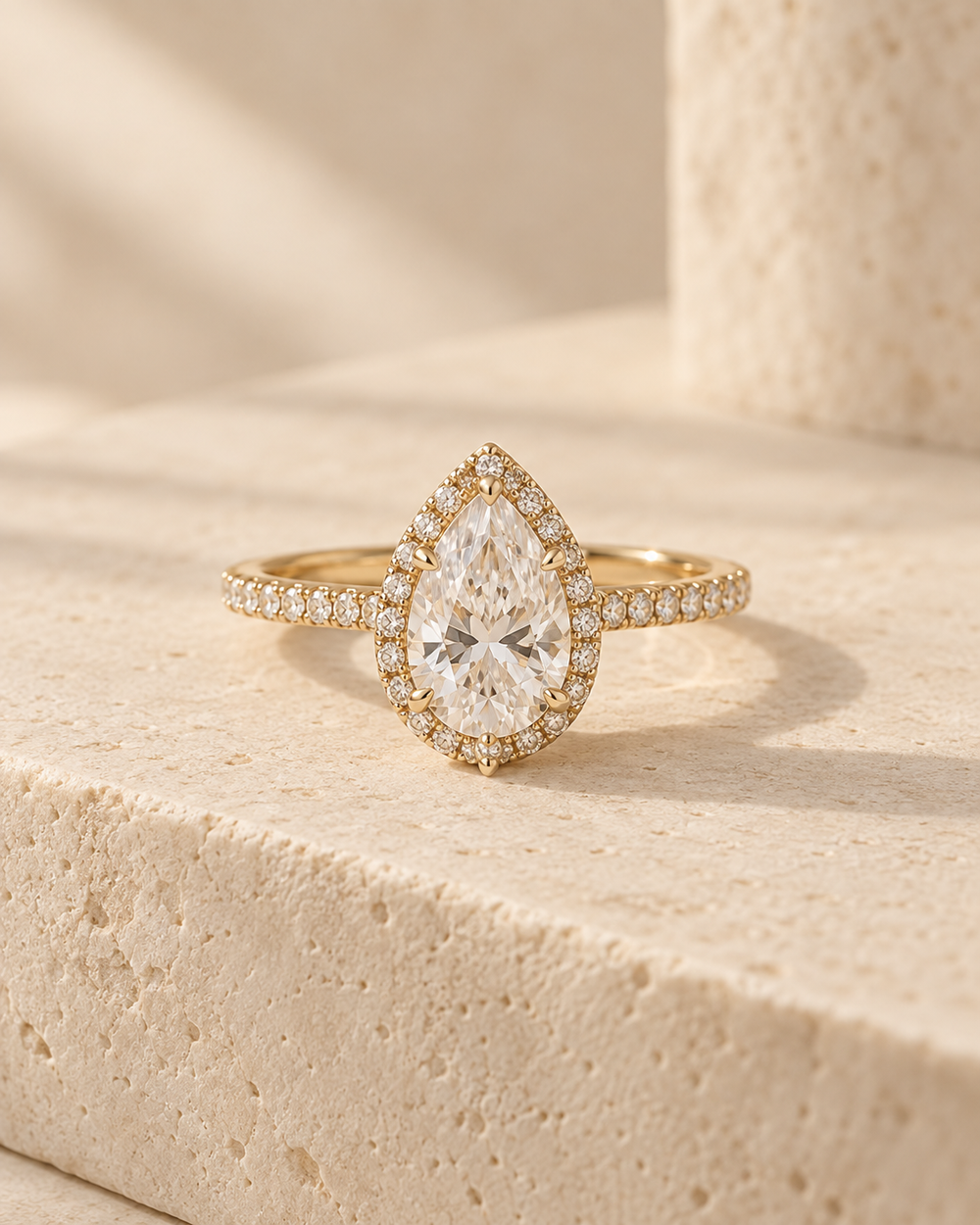 Ophda® Serelle Pear-Cut Halo Moissanite Ring
